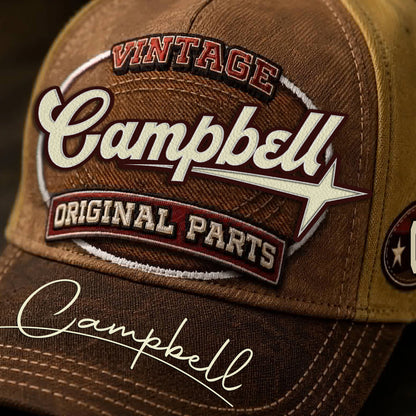 CAMPBELL TC02 HH79  Personalized Name Baseball Cap, Vintage Retro Hat, Custom Gift for Him & Her