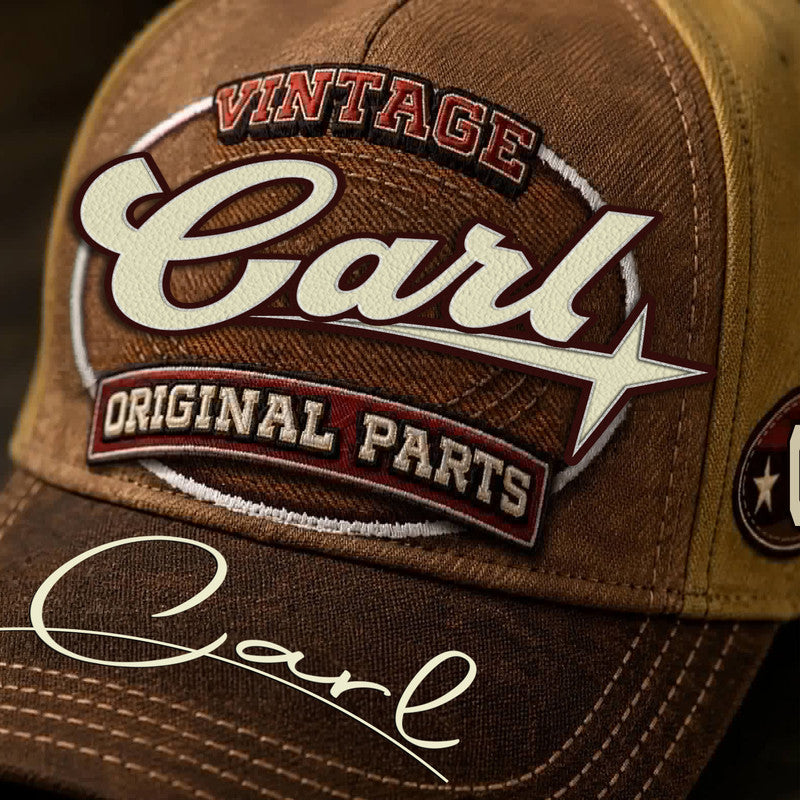 CARL TC02 HH79  Personalized Name Baseball Cap, Vintage Retro Hat, Custom Gift for Him & Her