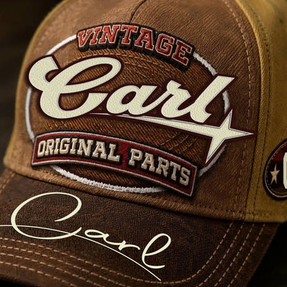 CARL TC02 HH79  Personalized Name Baseball Cap, Vintage Retro Hat, Custom Gift for Him & Her
