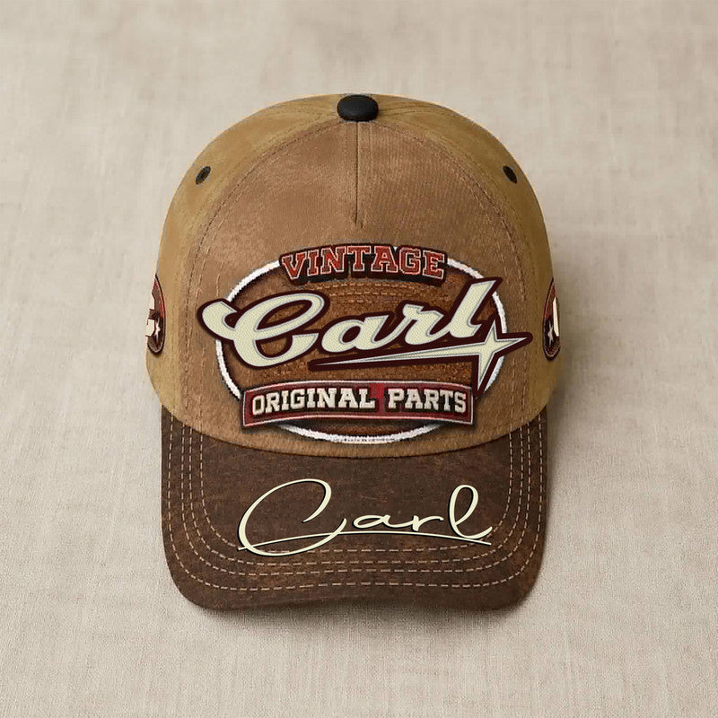 CARL TC02 HH79  Personalized Name Baseball Cap, Vintage Retro Hat, Custom Gift for Him & Her
