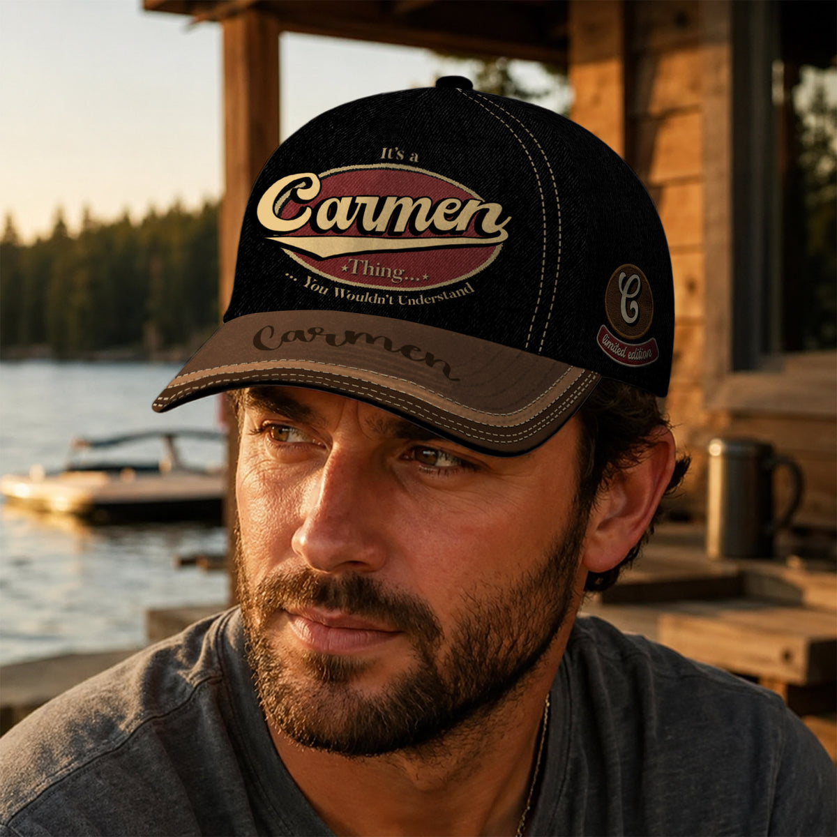 CARMEN  TC06 HH79 Personalized Distressed Baseball Cap, Custom Retro Trucker Hat, Statement Dad Cap
