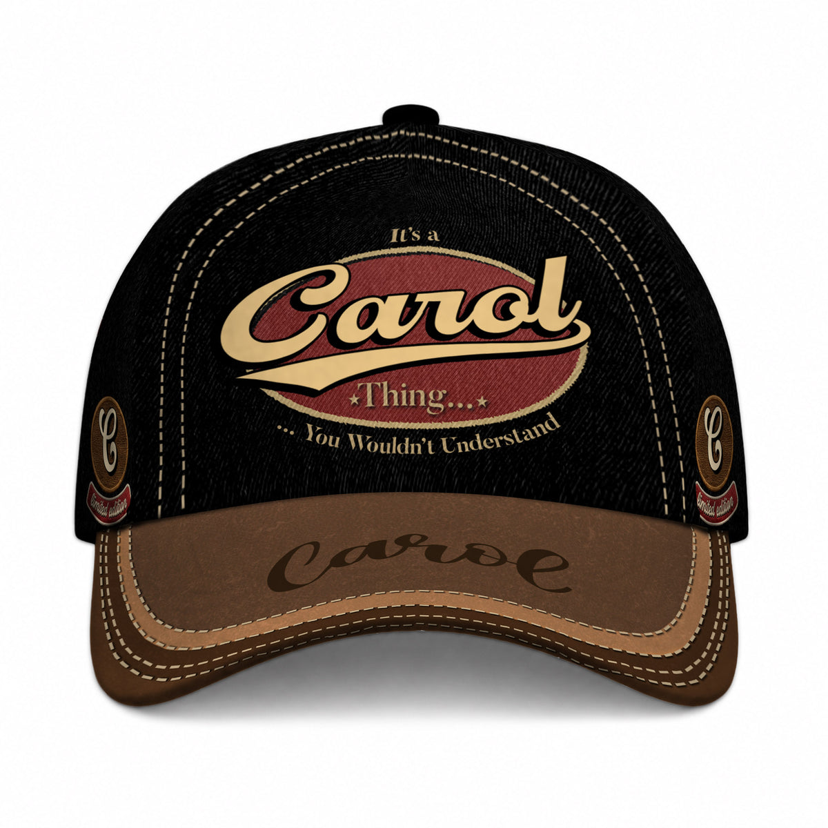 CAROL  TC06 HH79 Personalized Distressed Baseball Cap, Custom Retro Trucker Hat, Statement Dad Cap