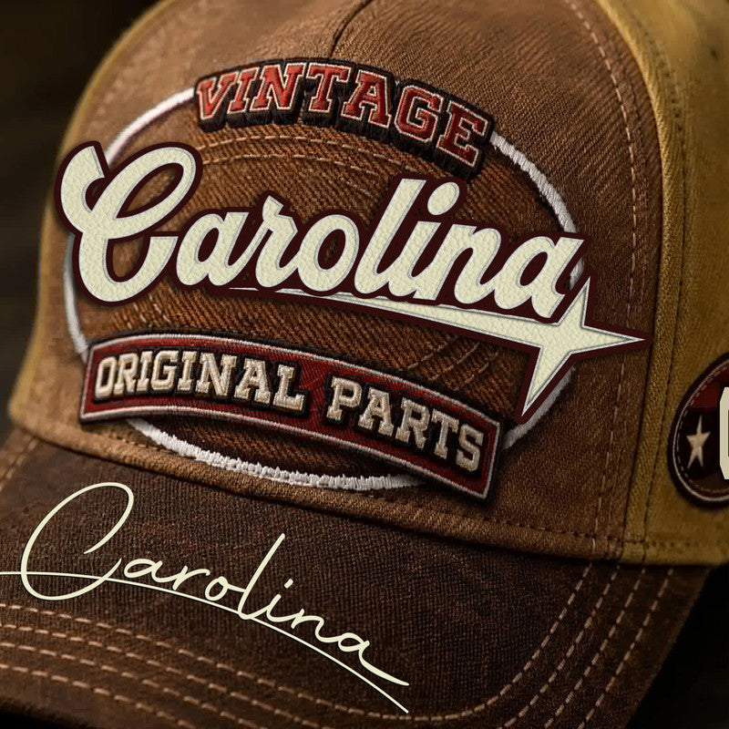 CAROLINA TC02 HH79  Personalized Name Baseball Cap, Vintage Retro Hat, Custom Gift for Him & Her