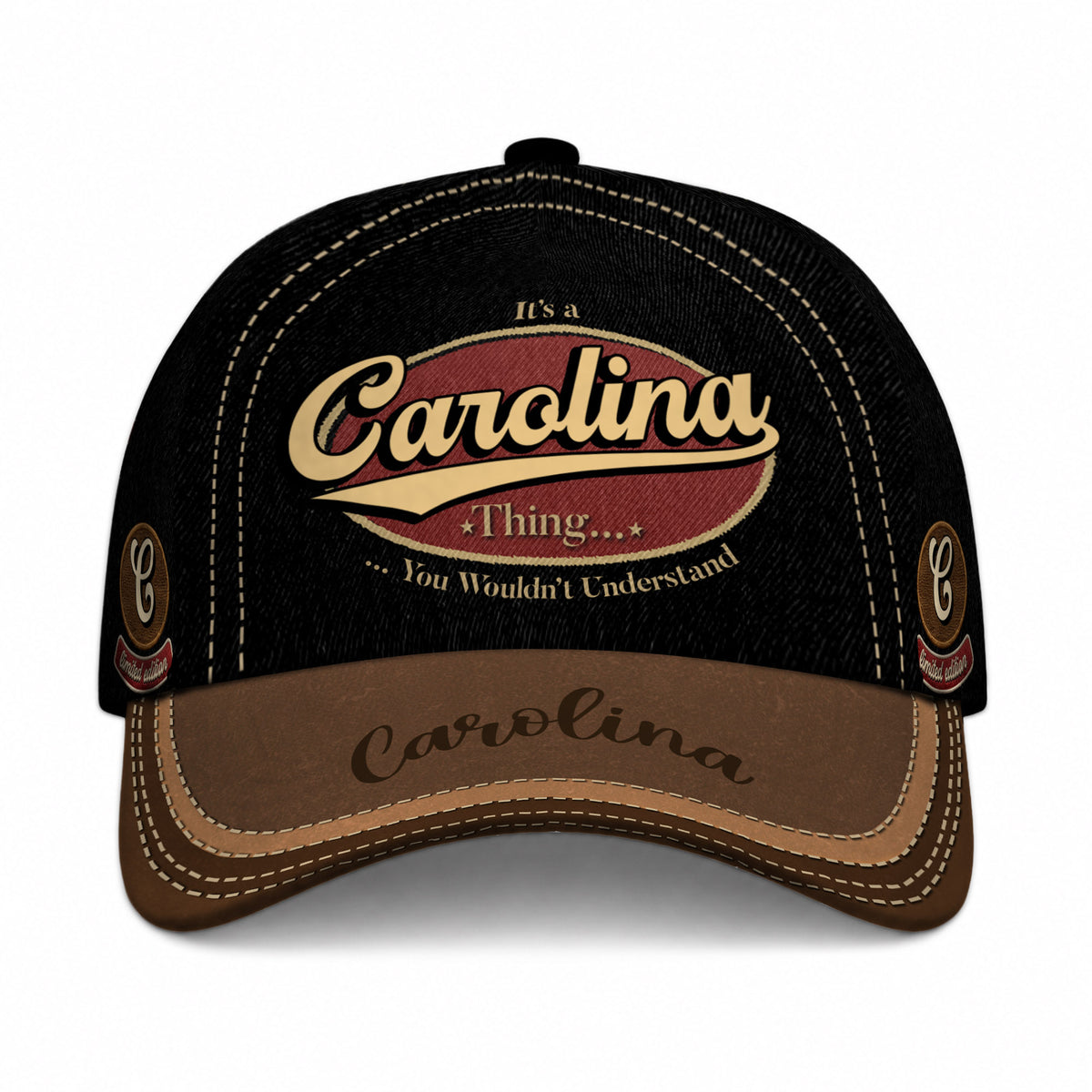 CAROLINA  TC06 HH79 Personalized Distressed Baseball Cap, Custom Retro Trucker Hat, Statement Dad Cap