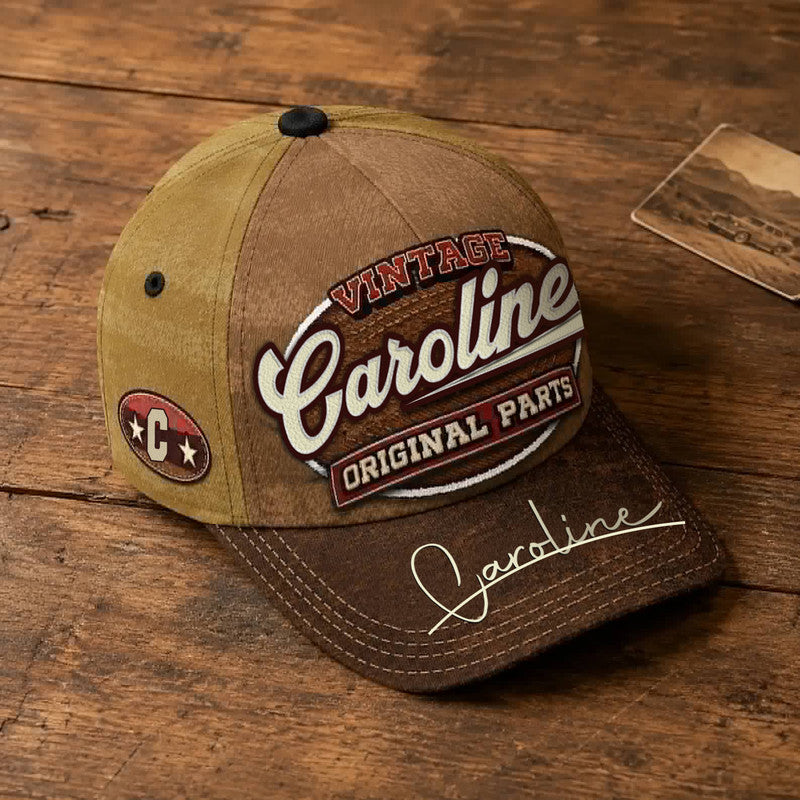 CAROLINE TC02 HH79  Personalized Name Baseball Cap, Vintage Retro Hat, Custom Gift for Him & Her
