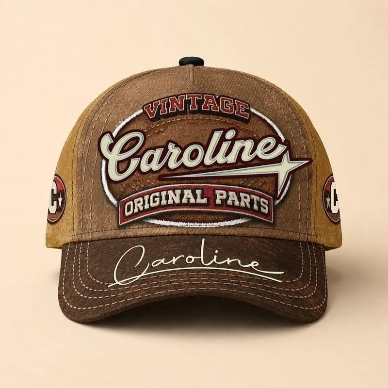 CAROLINE TC02 HH79  Personalized Name Baseball Cap, Vintage Retro Hat, Custom Gift for Him & Her