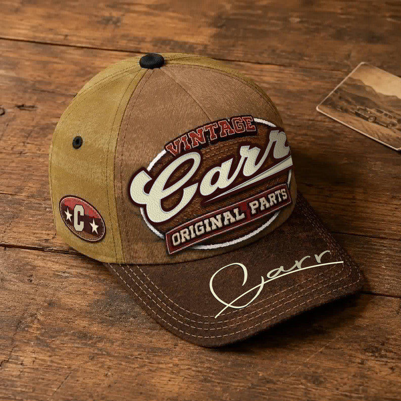 CARR TC02 HH79  Personalized Name Baseball Cap, Vintage Retro Hat, Custom Gift for Him & Her