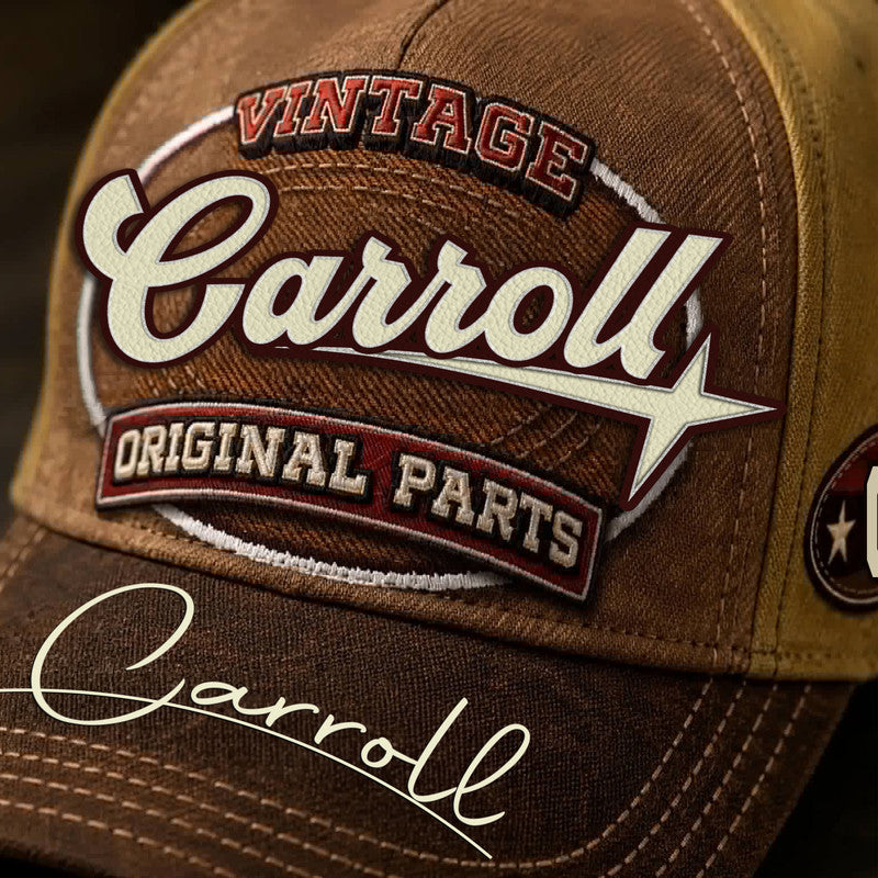 CARROLL TC02 HH79  Personalized Name Baseball Cap, Vintage Retro Hat, Custom Gift for Him & Her