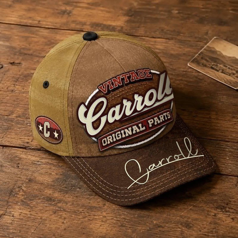 CARROLL TC02 HH79  Personalized Name Baseball Cap, Vintage Retro Hat, Custom Gift for Him & Her
