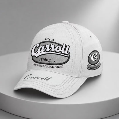 CARROLL  TC05 HH79  Personalized Distressed Baseball Cap, Custom Retro Trucker Hat, Statement Dad Cap, White version