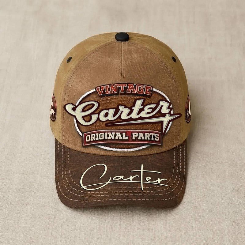 CARTER TC02 HH79  Personalized Name Baseball Cap, Vintage Retro Hat, Custom Gift for Him & Her