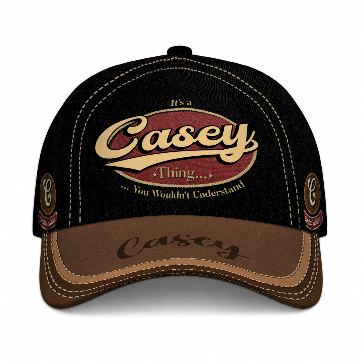 CASEY  TC06 HH79 Personalized Distressed Baseball Cap, Custom Retro Trucker Hat, Statement Dad Cap