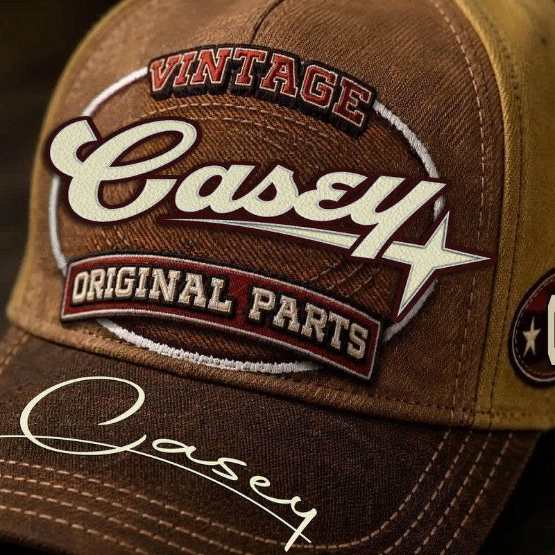 CASEY TC02 HH79  Personalized Name Baseball Cap, Vintage Retro Hat, Custom Gift for Him & Her
