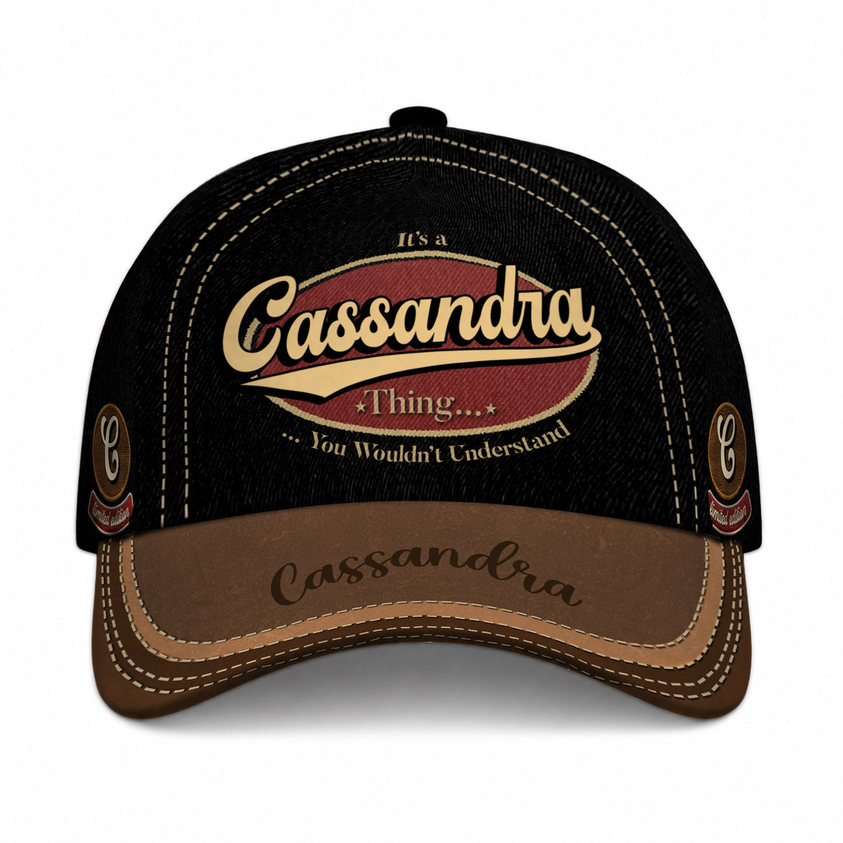 CASSANDRA  TC06 HH79 Personalized Distressed Baseball Cap, Custom Retro Trucker Hat, Statement Dad Cap