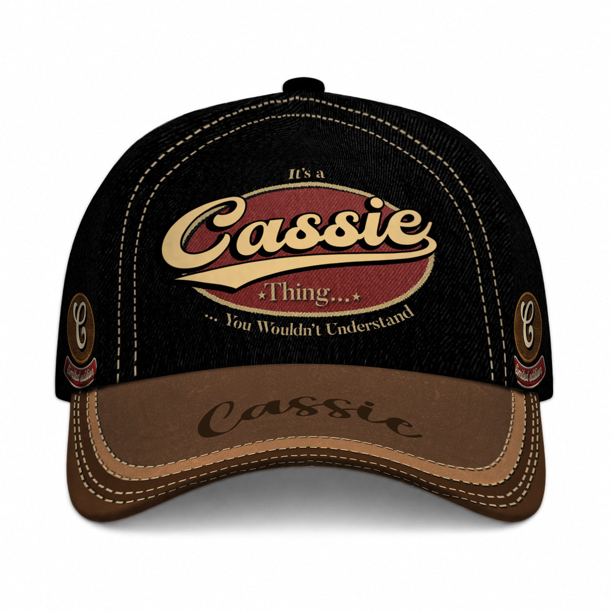 CASSIE  TC06 HH79 Personalized Distressed Baseball Cap, Custom Retro Trucker Hat, Statement Dad Cap