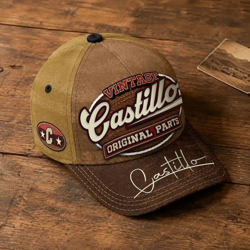 CASTILLO TC02 HH79  Personalized Name Baseball Cap, Vintage Retro Hat, Custom Gift for Him & Her