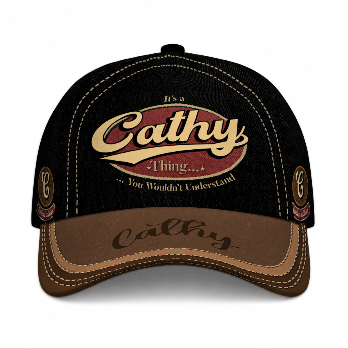 CATHY  TC06 HH79 Personalized Distressed Baseball Cap, Custom Retro Trucker Hat, Statement Dad Cap