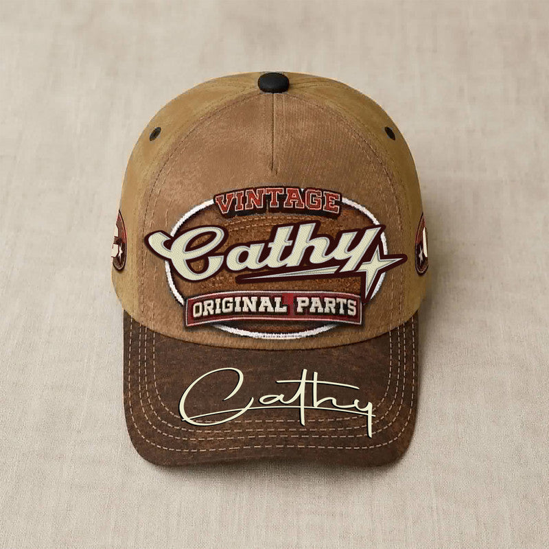 CATHY TC02 HH79  Personalized Name Baseball Cap, Vintage Retro Hat, Custom Gift for Him & Her