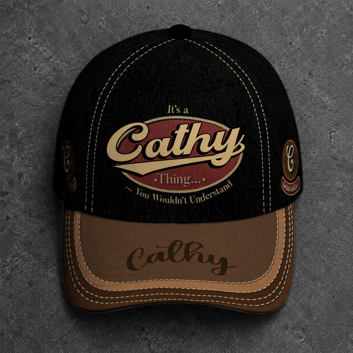 CATHY  TC06 HH79 Personalized Distressed Baseball Cap, Custom Retro Trucker Hat, Statement Dad Cap