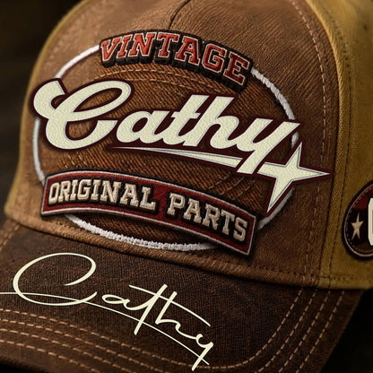 CATHY TC02 HH79  Personalized Name Baseball Cap, Vintage Retro Hat, Custom Gift for Him & Her
