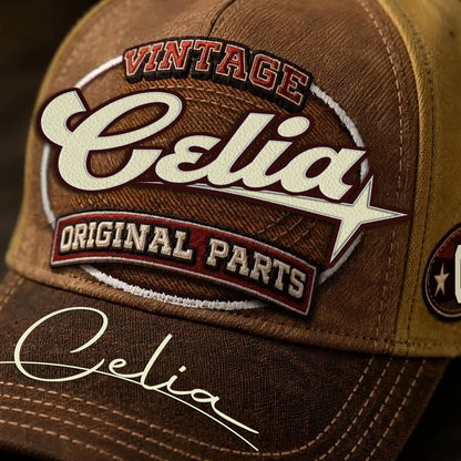 CELIA TC02 HH79  Personalized Name Baseball Cap, Vintage Retro Hat, Custom Gift for Him & Her