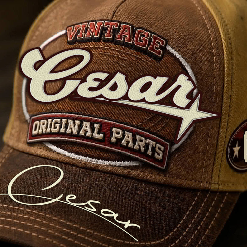 CESAR TC02 HH79  Personalized Name Baseball Cap, Vintage Retro Hat, Custom Gift for Him & Her