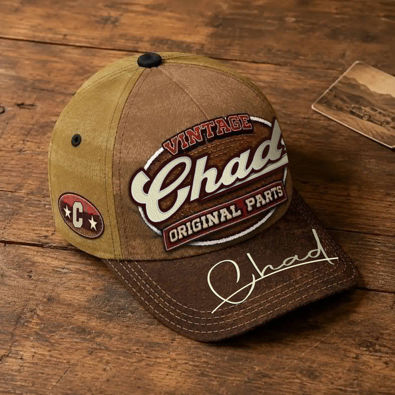 CHAD TC02 HH79  Personalized Name Baseball Cap, Vintage Retro Hat, Custom Gift for Him & Her