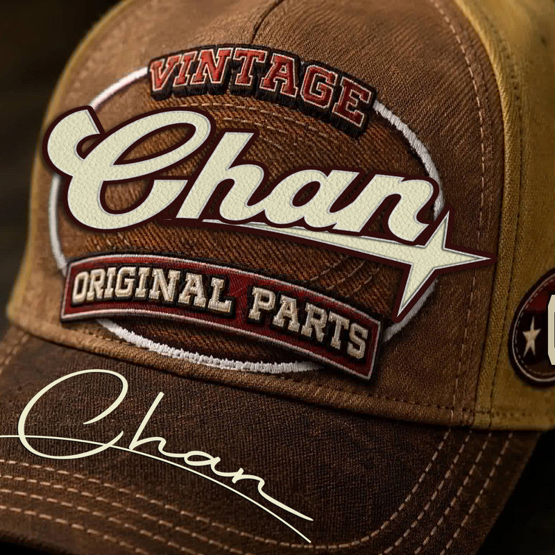 CHAN TC02 HH79  Personalized Name Baseball Cap, Vintage Retro Hat, Custom Gift for Him & Her