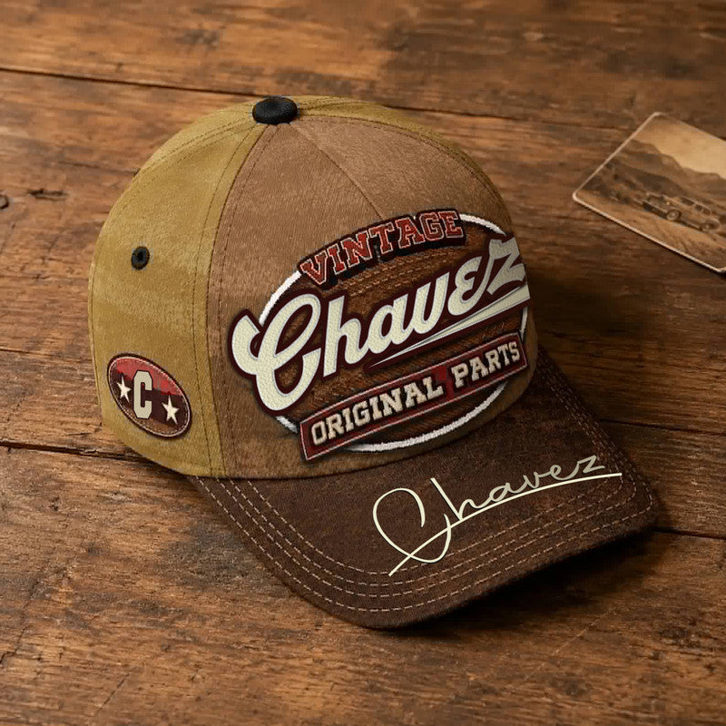 CHAVEZ TC02 HH79  Personalized Name Baseball Cap, Vintage Retro Hat, Custom Gift for Him & Her