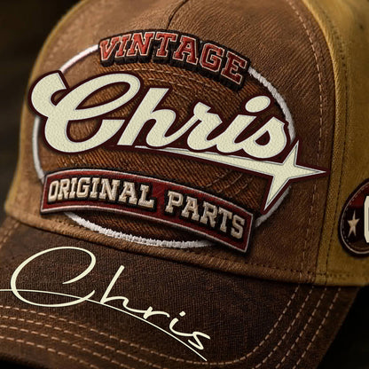CHRIS TC02 HH79  Personalized Name Baseball Cap, Vintage Retro Hat, Custom Gift for Him & Her