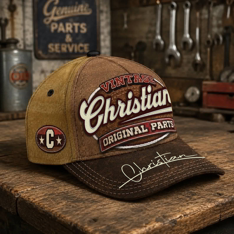 CHRISTIAN TC02 HH79  Personalized Name Baseball Cap, Vintage Retro Hat, Custom Gift for Him & Her