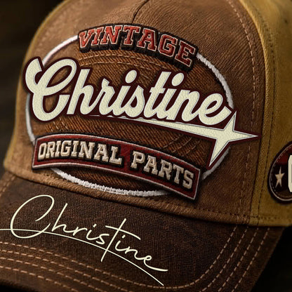 CHRISTINE TC02 HH79  Personalized Name Baseball Cap, Vintage Retro Hat, Custom Gift for Him & Her