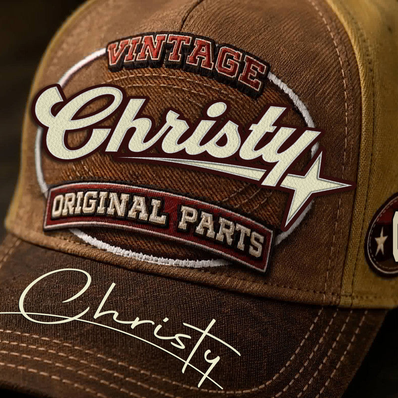 CHRISTY TC02 HH79  Personalized Name Baseball Cap, Vintage Retro Hat, Custom Gift for Him & Her