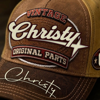 CHRISTY TC02 HH79  Personalized Name Baseball Cap, Vintage Retro Hat, Custom Gift for Him & Her