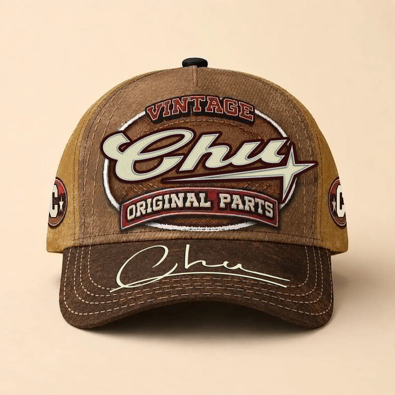 CHU TC02 HH79  Personalized Name Baseball Cap, Vintage Retro Hat, Custom Gift for Him & Her
