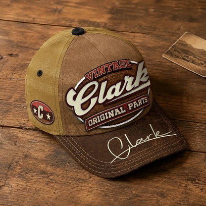 CLARK TC02 HH79  Personalized Name Baseball Cap, Vintage Retro Hat, Custom Gift for Him & Her