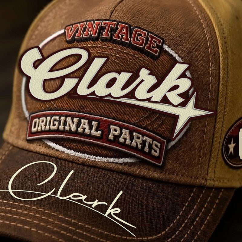 CLARK TC02 HH79  Personalized Name Baseball Cap, Vintage Retro Hat, Custom Gift for Him & Her