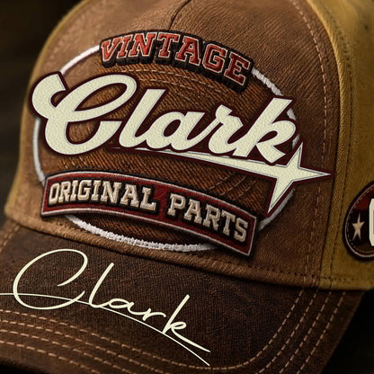CLARK TC02 HH79  Personalized Name Baseball Cap, Vintage Retro Hat, Custom Gift for Him & Her