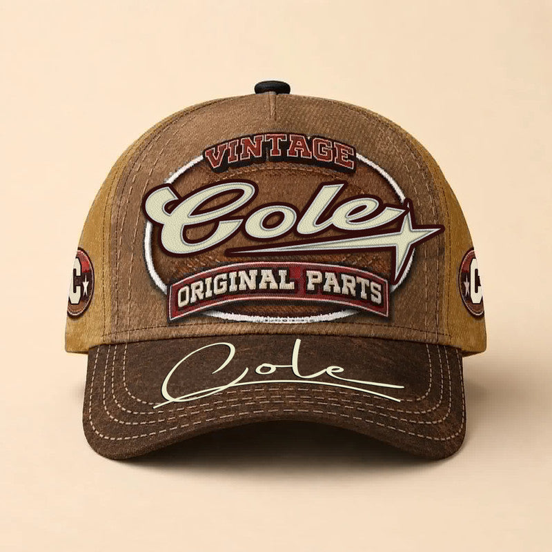 COLE TC02 HH79  Personalized Name Baseball Cap, Vintage Retro Hat, Custom Gift for Him & Her
