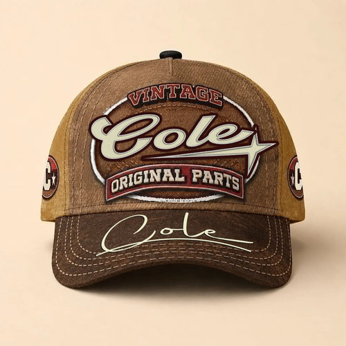 COLE TC02 HH79  Personalized Name Baseball Cap, Vintage Retro Hat, Custom Gift for Him & Her
