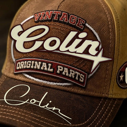 COLIN TC02 HH79  Personalized Name Baseball Cap, Vintage Retro Hat, Custom Gift for Him & Her