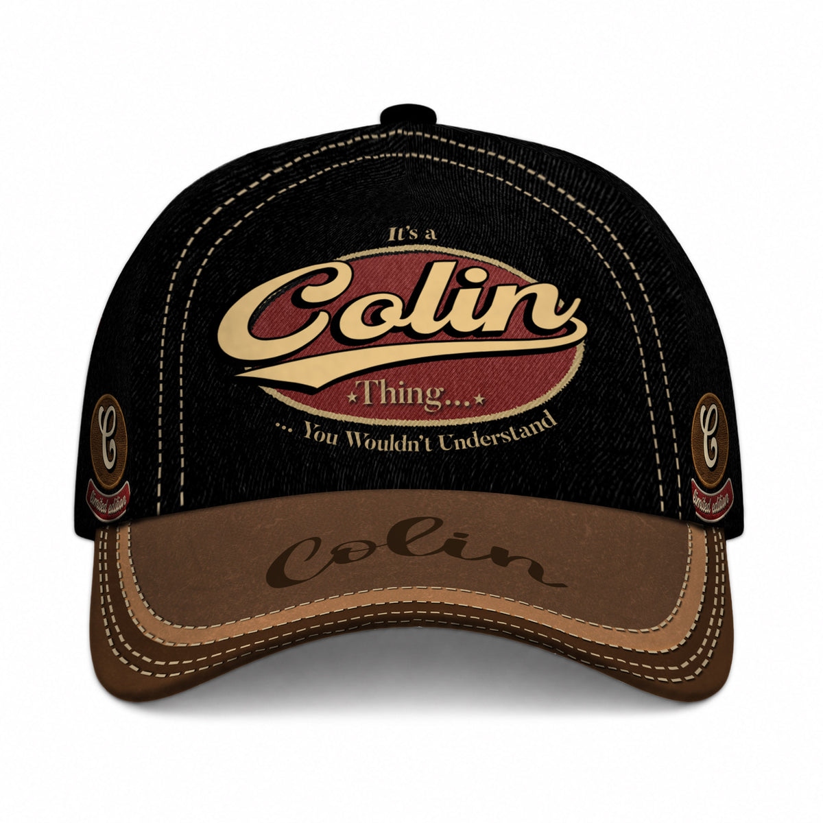 COLIN  TC06 HH79 Personalized Distressed Baseball Cap, Custom Retro Trucker Hat, Statement Dad Cap