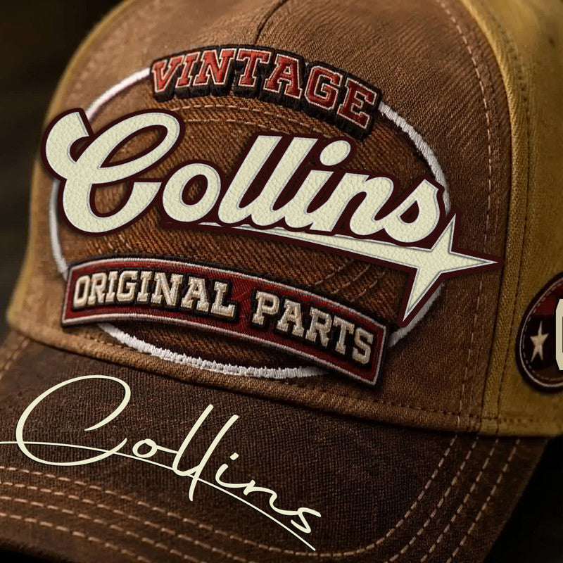 COLLINS TC02 HH79  Personalized Name Baseball Cap, Vintage Retro Hat, Custom Gift for Him & Her