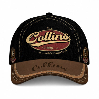COLLINS  TC06 HH79 Personalized Distressed Baseball Cap, Custom Retro Trucker Hat, Statement Dad Cap