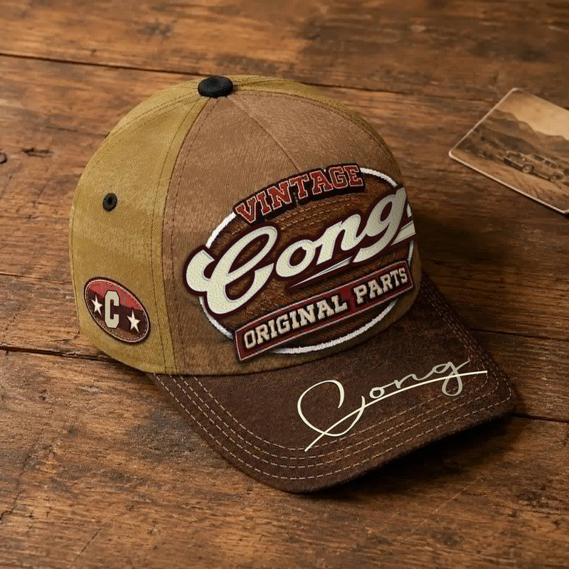 CONG TC02 HH79  Personalized Name Baseball Cap, Vintage Retro Hat, Custom Gift for Him & Her