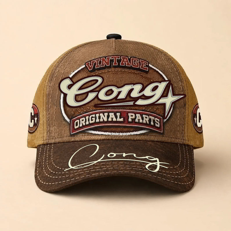 CONG TC02 HH79  Personalized Name Baseball Cap, Vintage Retro Hat, Custom Gift for Him & Her