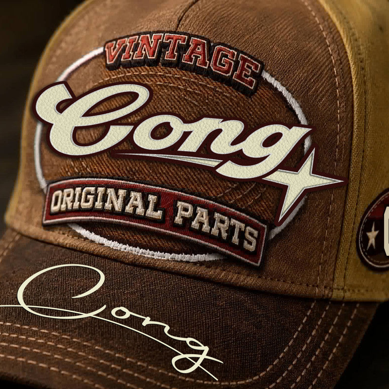 CONG TC02 HH79  Personalized Name Baseball Cap, Vintage Retro Hat, Custom Gift for Him & Her