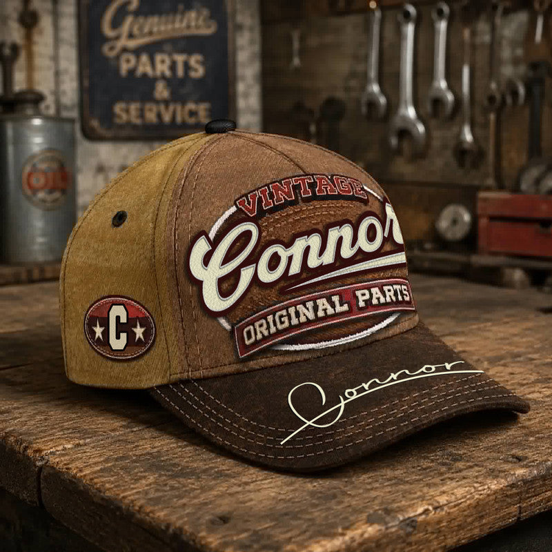 CONNOR TC02 HH79  Personalized Name Baseball Cap, Vintage Retro Hat, Custom Gift for Him & Her