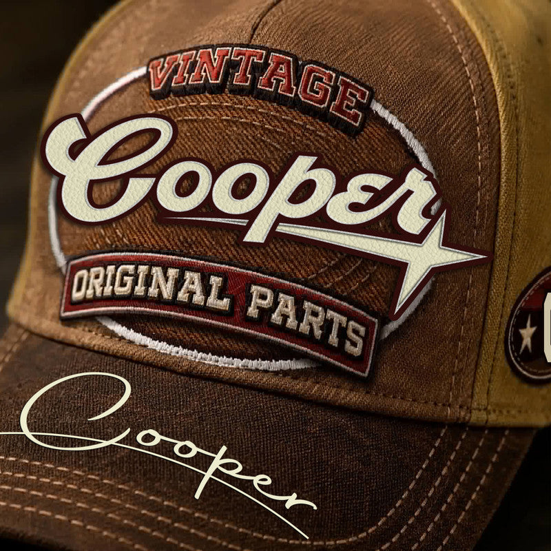COOPER TC02 HH79  Personalized Name Baseball Cap, Vintage Retro Hat, Custom Gift for Him & Her