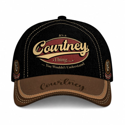 COURTNEY  TC06 HH79 Personalized Distressed Baseball Cap, Custom Retro Trucker Hat, Statement Dad Cap